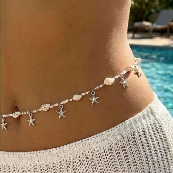 Free People Jewelry - Silver Starfish Shell Waist Chain R271